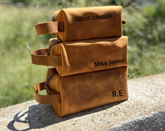 Personalized Groomsmen Gift Dopp Kit Bag  Customized Leather